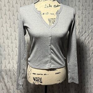 Gray Button-Up Women's Top